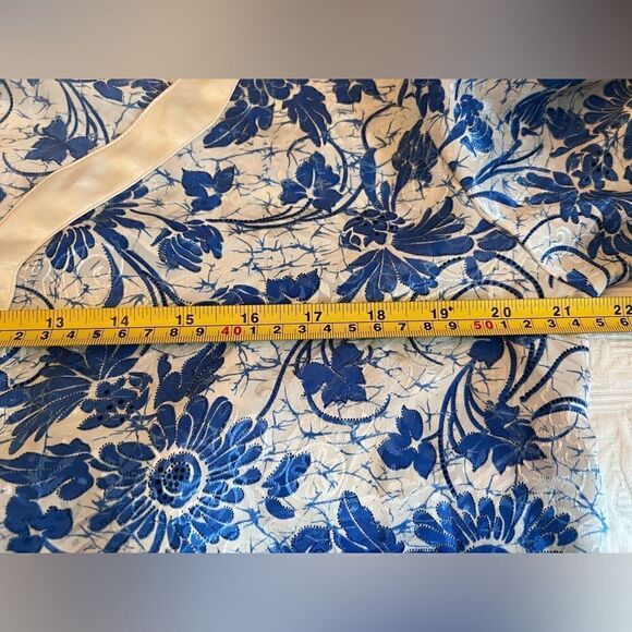 Victoria’s Secret Gold Label Pajama Top Sz S-M Blue White Floral Print Vintage - Picture 5 of 9